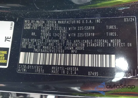 2024 Toyota Corolla Cross Hybrid Nightshade Edition из США, поврежденный, VIN 7MUFBABG2RV031688